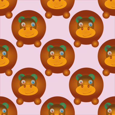 sevimli hippo seamless modeli, vektör çizim 