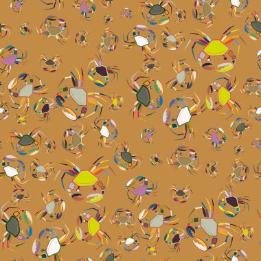 Yengeç ile renkli seamless modeli. Vektör çizim