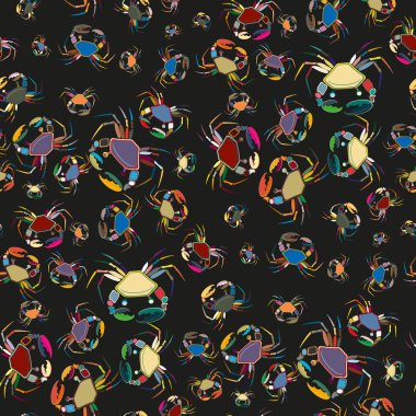 Yengeç ile renkli seamless modeli. Vektör çizim