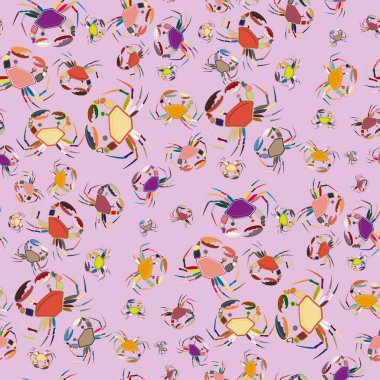 Yengeç ile renkli seamless modeli. Vektör çizim