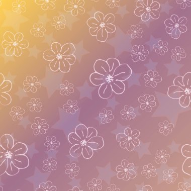 Yeni basit soyut geometrik seamless modeli ile çiçekler ve yıldızlar arka planı için