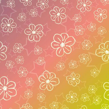 Yeni basit soyut geometrik seamless modeli ile çiçekler ve yıldızlar arka planı için