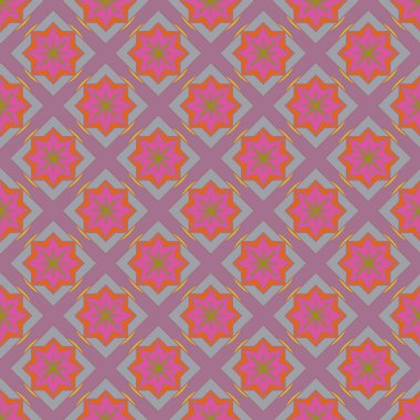 Soyut geometrik desenli çiçek öğeleri renkli kesintisiz arka planı için. 