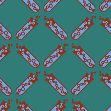 Kimya test tüpleri parlak arka plan üzerinde. Seamless modeli.