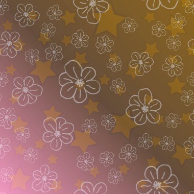 Yeni basit soyut geometrik seamless modeli ile çiçekler ve yıldızlar arka planı için