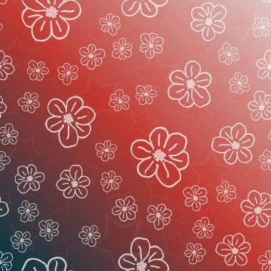 Yeni basit soyut geometrik seamless modeli ile çiçekler ve yıldızlar arka planı için