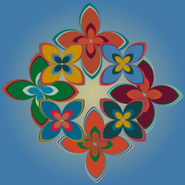 Geometrik çiçek simge vektör çizim 