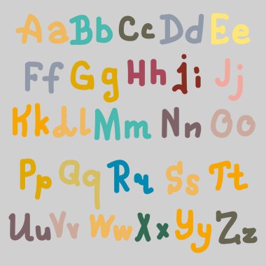 Elle çizilmiş alfabe. Boyalı harfleri fırça. El yazı ve özel tipografi tasarımları logo ve afiş, davetiye ve kartları için