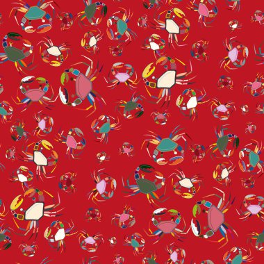 Yengeç ile renkli seamless modeli. Vektör çizim