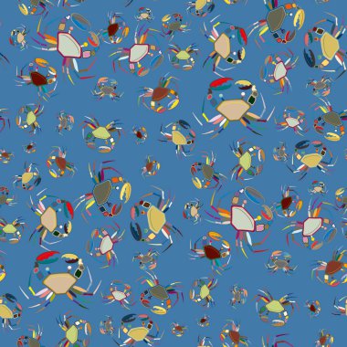 Yengeç ile renkli seamless modeli. Vektör çizim