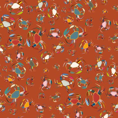 Yengeç ile renkli seamless modeli. Vektör çizim