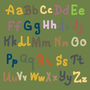 Elle çizilmiş alfabe. Boyalı harfleri fırça. El yazı ve özel tipografi tasarımları logo ve afiş, davetiye ve kartları için