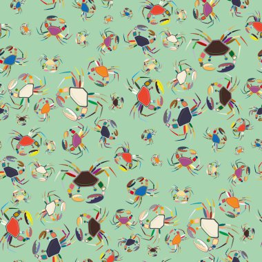 Yengeç ile renkli seamless modeli. Vektör çizim