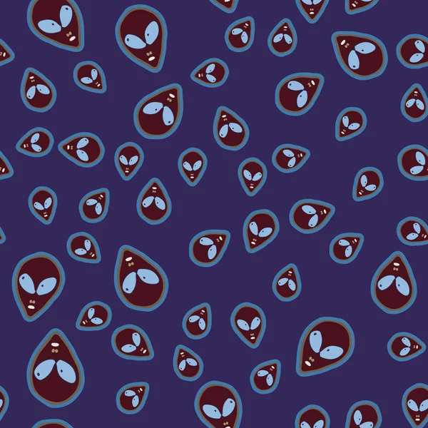 Faces Aliens Ufo Pattern Alien Seamless Background Modern Design Textiles — стоковый вектор