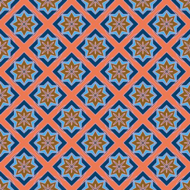 Soyut geometrik desenli çiçek öğeleri renkli kesintisiz arka planı için. 