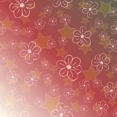 Yeni basit soyut geometrik seamless modeli ile çiçekler ve yıldızlar arka planı için