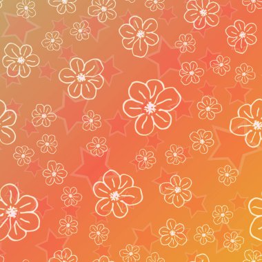 Yeni basit soyut geometrik seamless modeli ile çiçekler ve yıldızlar arka planı için