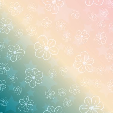 Yeni basit soyut geometrik seamless modeli ile çiçekler ve yıldızlar arka planı için