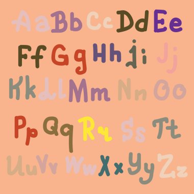 Elle çizilmiş alfabe. Boyalı harfleri fırça. El yazı ve özel tipografi tasarımları logo ve afiş, davetiye ve kartları için