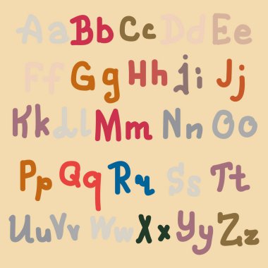 Elle çizilmiş alfabe. Boyalı harfleri fırça. El yazı ve özel tipografi tasarımları logo ve afiş, davetiye ve kartları için