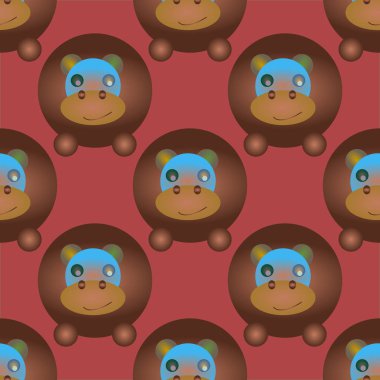 sevimli hippo seamless modeli, vektör çizim 