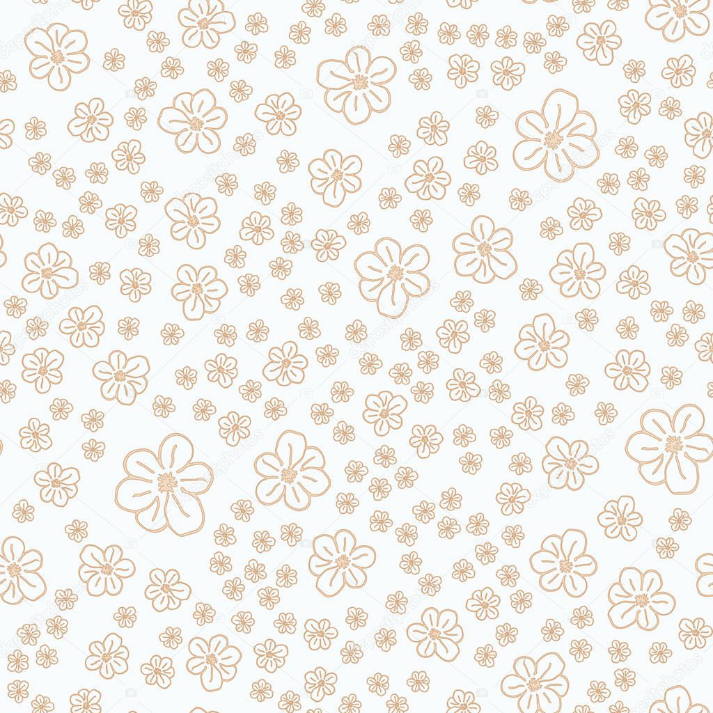 New simple abstract geometric seamless pattern with flowers for background