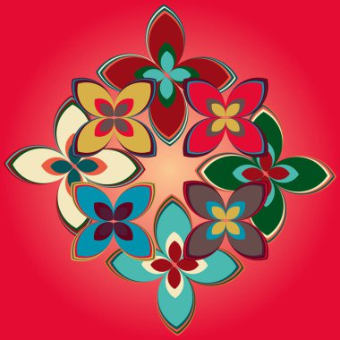 Geometrik çiçek simge vektör çizim 