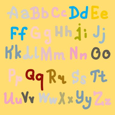 Elle çizilmiş alfabe. Boyalı harfleri fırça. El yazı ve özel tipografi tasarımları logo ve afiş, davetiye ve kartları için