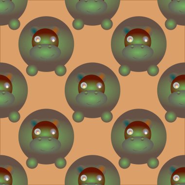 sevimli hippo seamless modeli, vektör çizim 