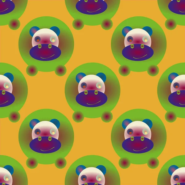 Cute Hippo Seamless Pattern Vector Illustration — Stock Vector