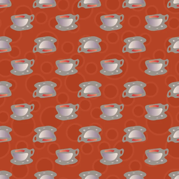 杯咖啡或茶与点在背景无缝图案 — 图库矢量图片
