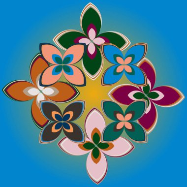 Geometrik çiçek simge vektör çizim 