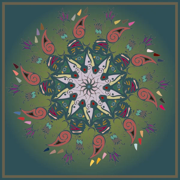 Mandala Abstrait Coloré Simple Ornement Circulaire Lumineux Compose Formes Simples — Image vectorielle