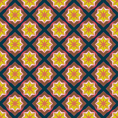 Soyut geometrik desenli çiçek öğeleri renkli kesintisiz arka planı için. 