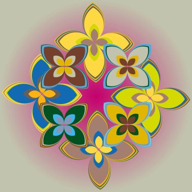 Geometrik çiçek simge vektör çizim 