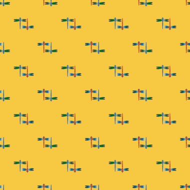 Dekoratif renkli seamless modeli ile şirin yusufçuk