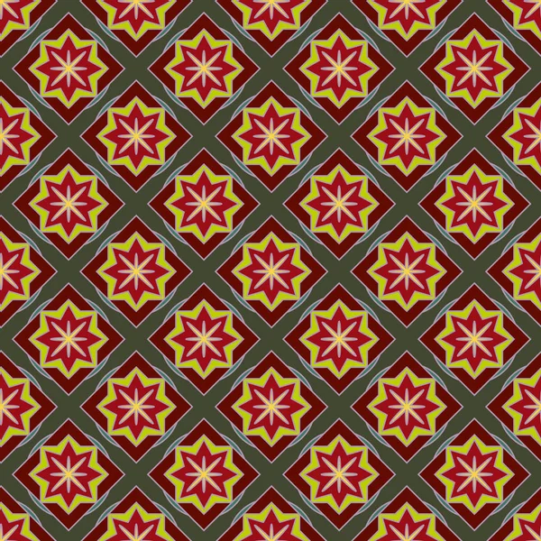 Abstract Geometrische Met Florale Elementen Kleurrijke Naadloze Patroon Voor Achtergrond — Stockvector