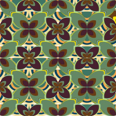 Çiçekler, vektör çizim ile çok renkli geometrik seamless modeli 