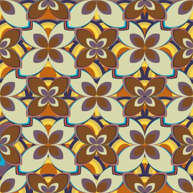 Çiçekler ve gökkuşakları, vektör çizim ile çok renkli geometrik seamless modeli 