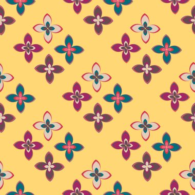 Çiçekler, vektör çizim ile çok renkli geometrik seamless modeli 