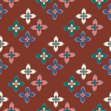 Çiçekler, vektör çizim ile çok renkli geometrik seamless modeli 