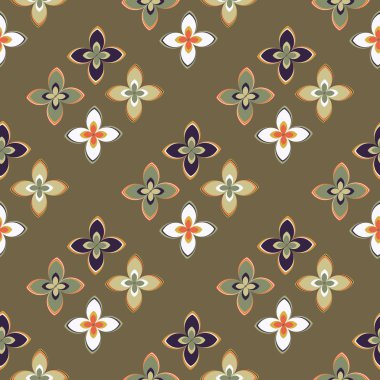 Çiçekler, vektör çizim ile çok renkli geometrik seamless modeli 