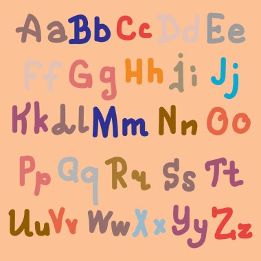 Elle çizilmiş alfabe. Boyalı harfleri fırça. El yazı ve özel tipografi tasarımları logo ve afiş, davetiye ve kartları için