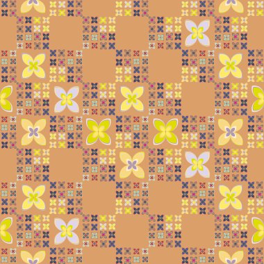 Çiçekler, vektör çizim ile çok renkli geometrik seamless modeli 