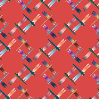 Dekoratif renkli seamless modeli ile şirin yusufçuk