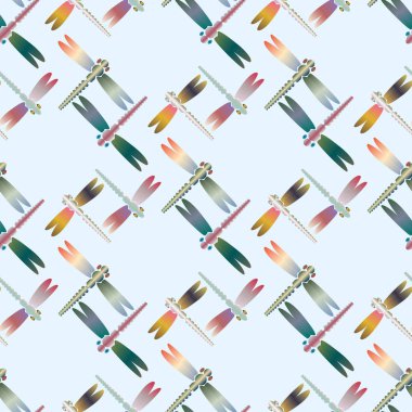 Dekoratif renkli seamless modeli ile şirin yusufçuk