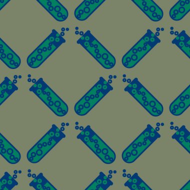 Kimya test tüpleri parlak arka plan üzerinde. Seamless modeli.