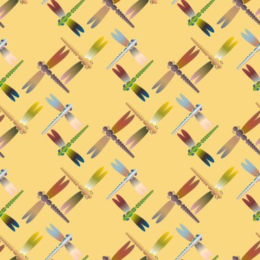 Dekoratif renkli seamless modeli ile şirin yusufçuk