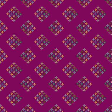 Çiçekler, vektör çizim ile çok renkli geometrik seamless modeli 