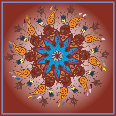 Basit renkli soyut mandala. Parlak dairesel süsleme basit şekiller oluşur. 